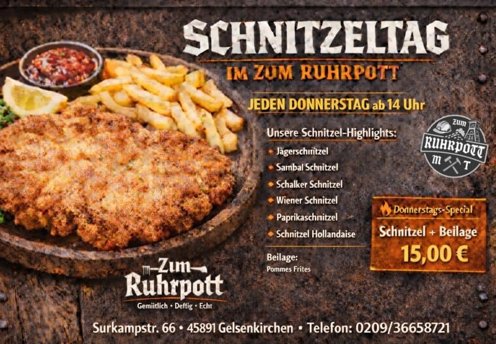 Flyer: Schnitzeltag — jeden Donnerstag